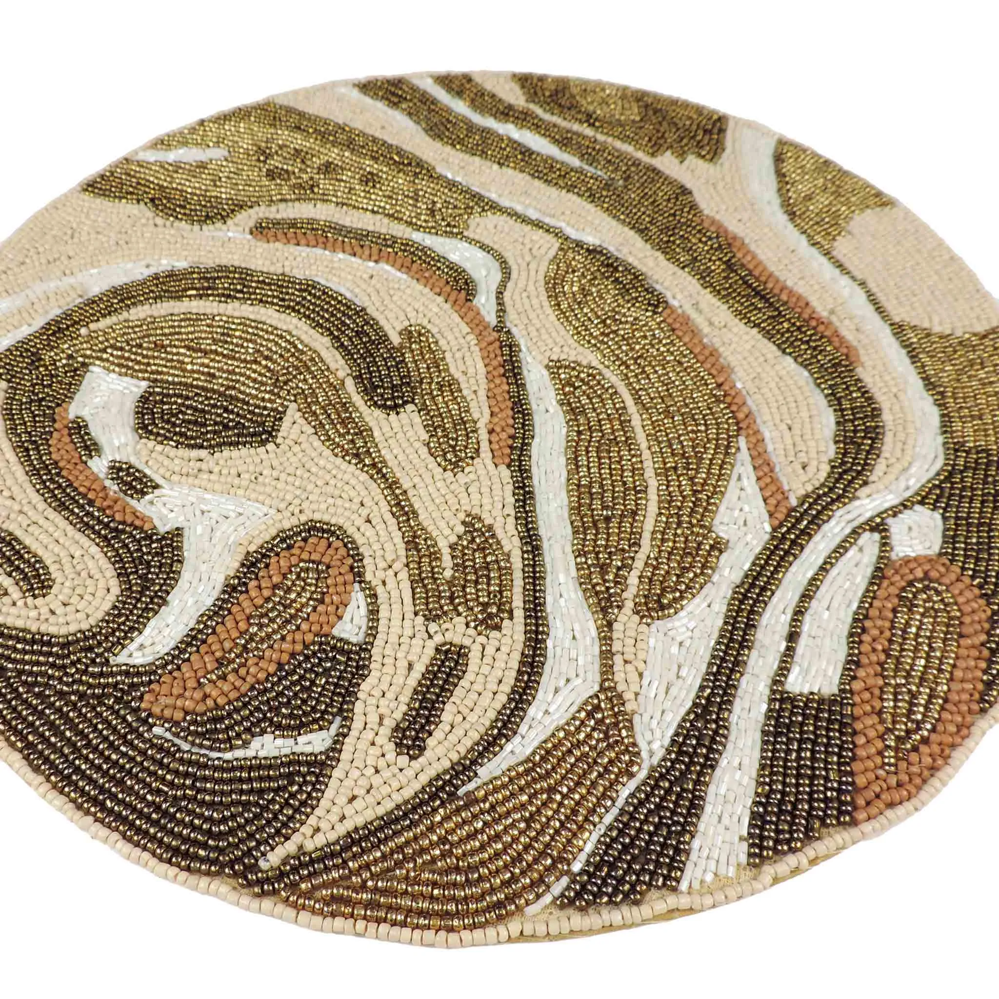 Modern Camo Glass Beaded Placemat in Tan & Brown, Set of 2