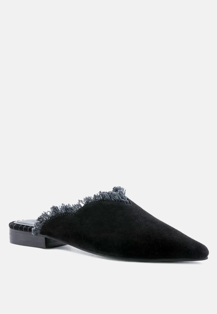 Molly Frayed Leather Mules