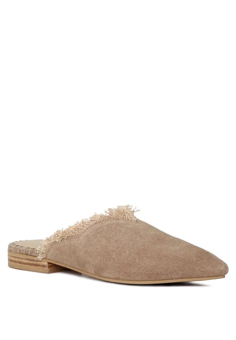 Molly Frayed Leather Mules