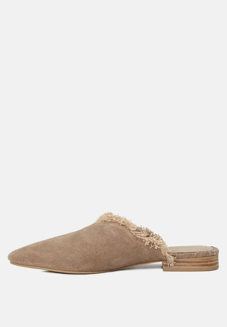 Molly Frayed Leather Mules