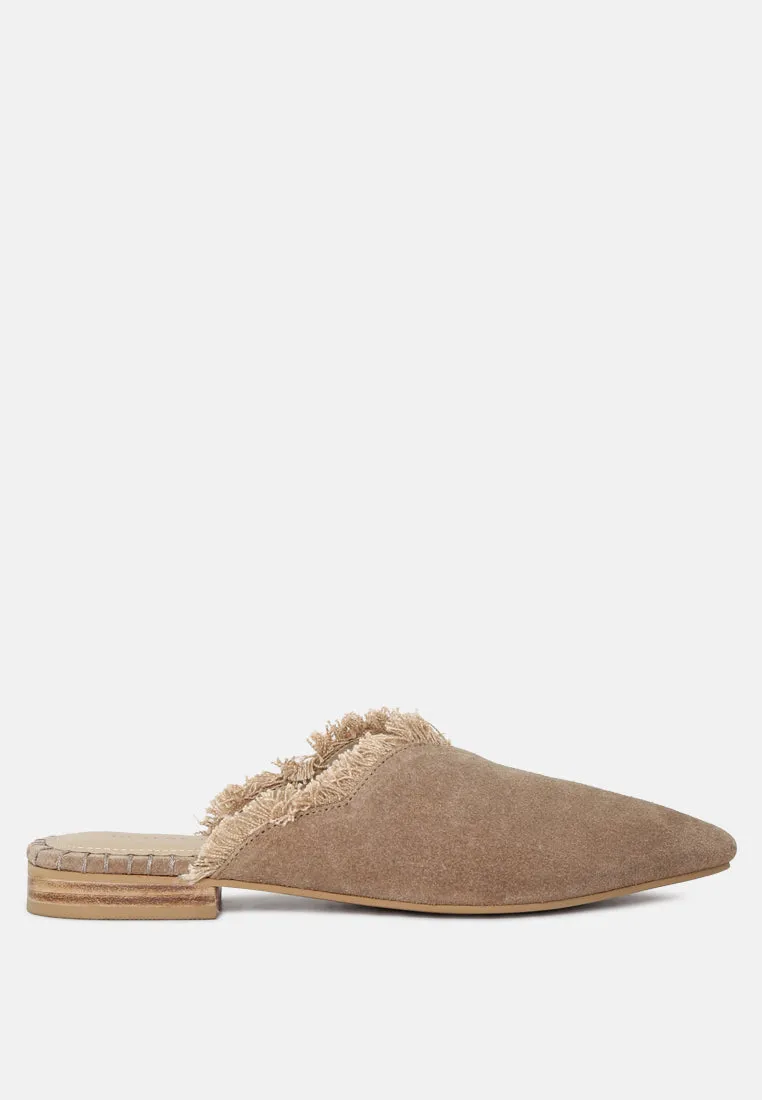 Molly Frayed Leather Mules