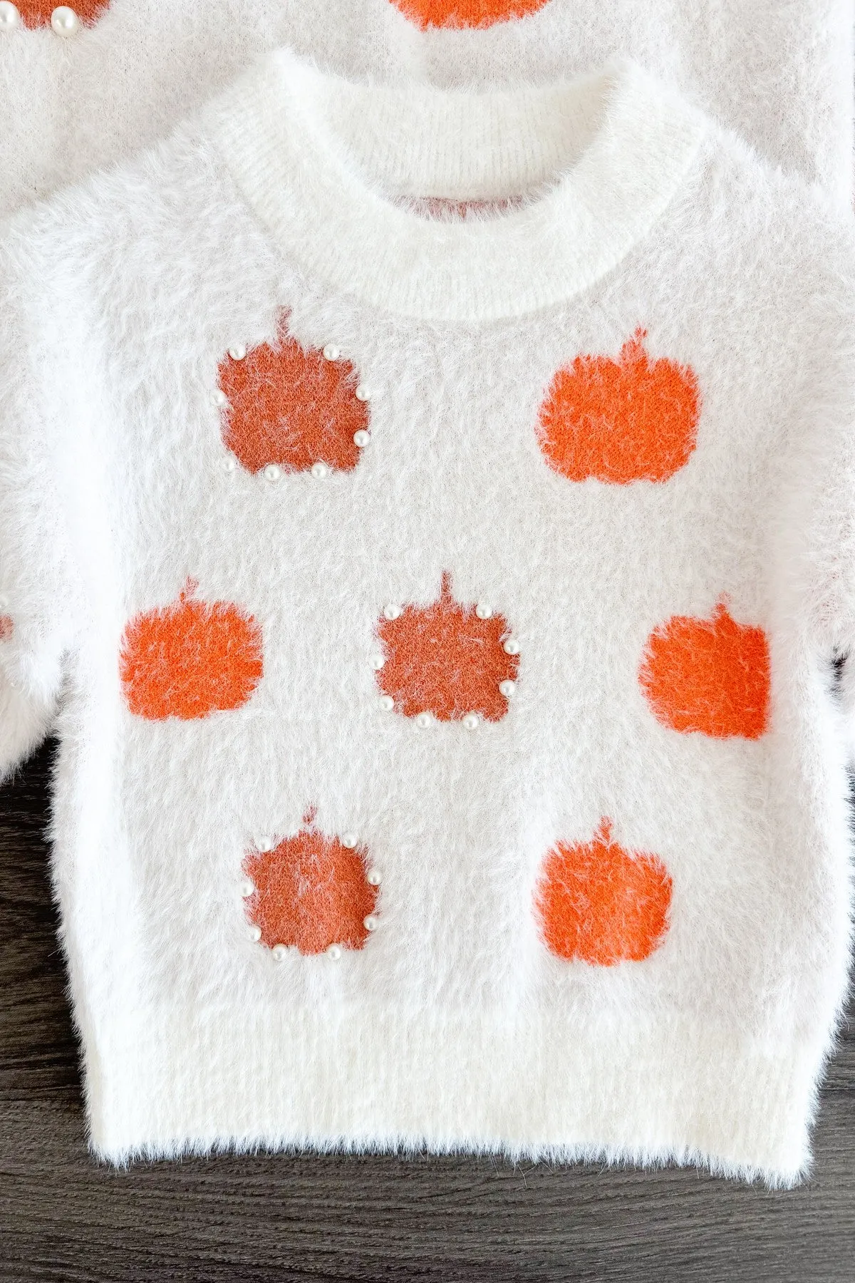 Mom & Me - Cozy Cream Pearl Pumpkin Sweater