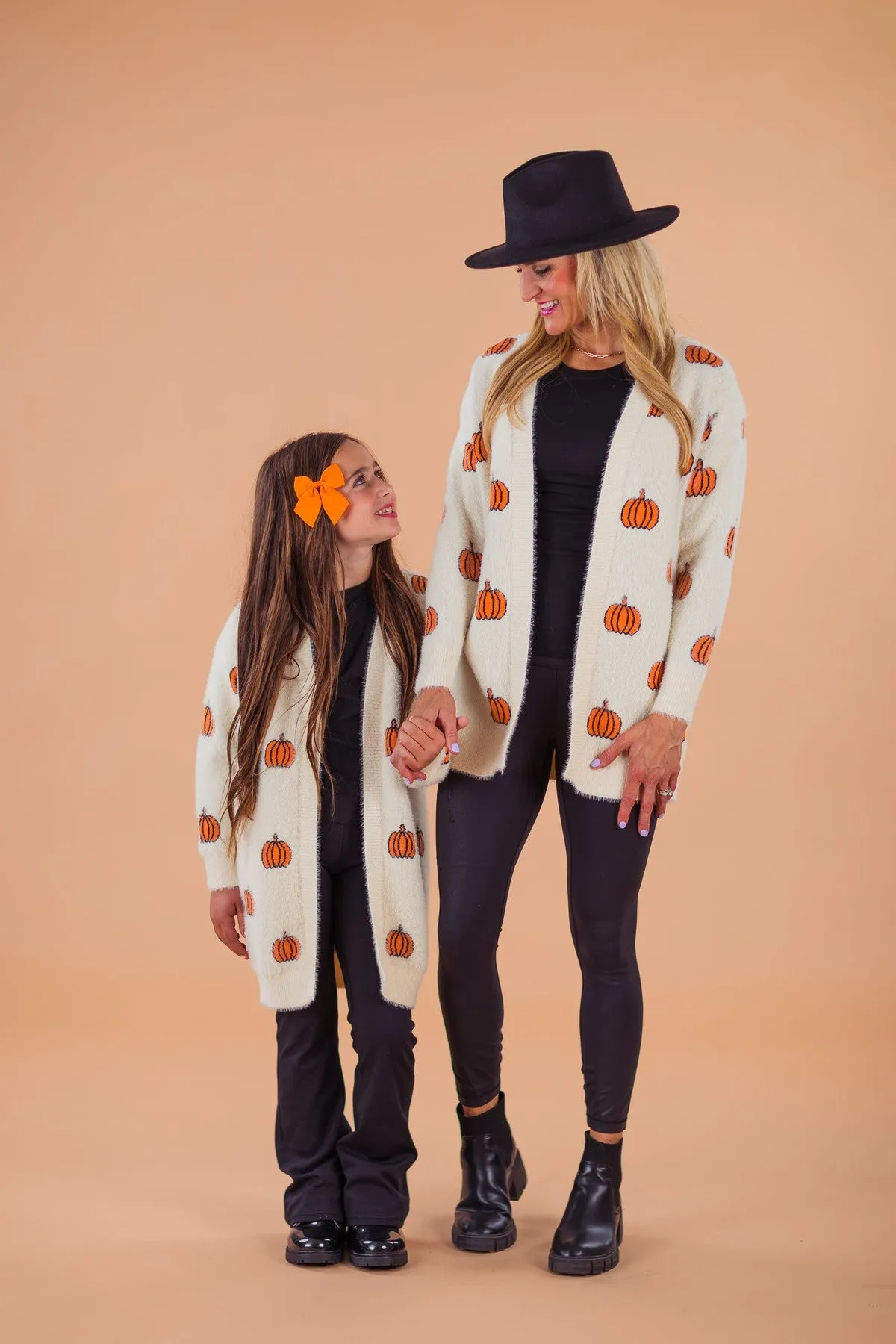 Mom & Me - Cozy Cream Pumpkin Cardigan