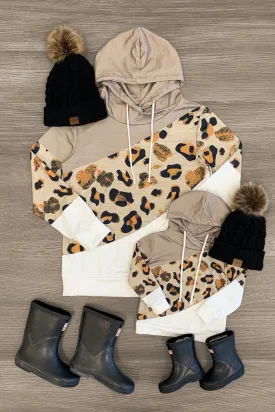 Mom & Me - Khaki, Cheetah & White Hoodie