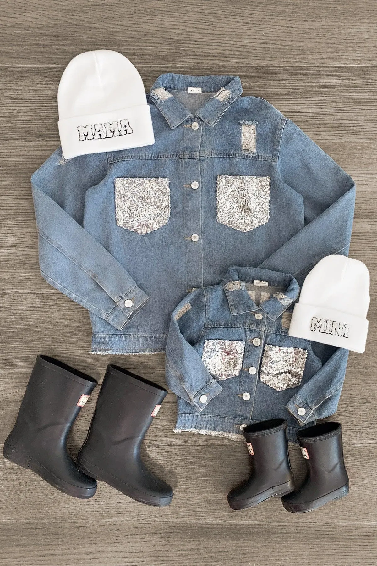 Mom & Me - "Mama & Mini" Chenille Patch Denim Jacket