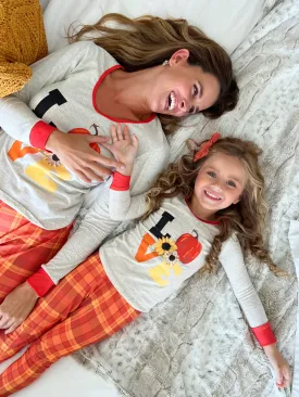 Mommy and Me Fall Love Plaid Pajama Set