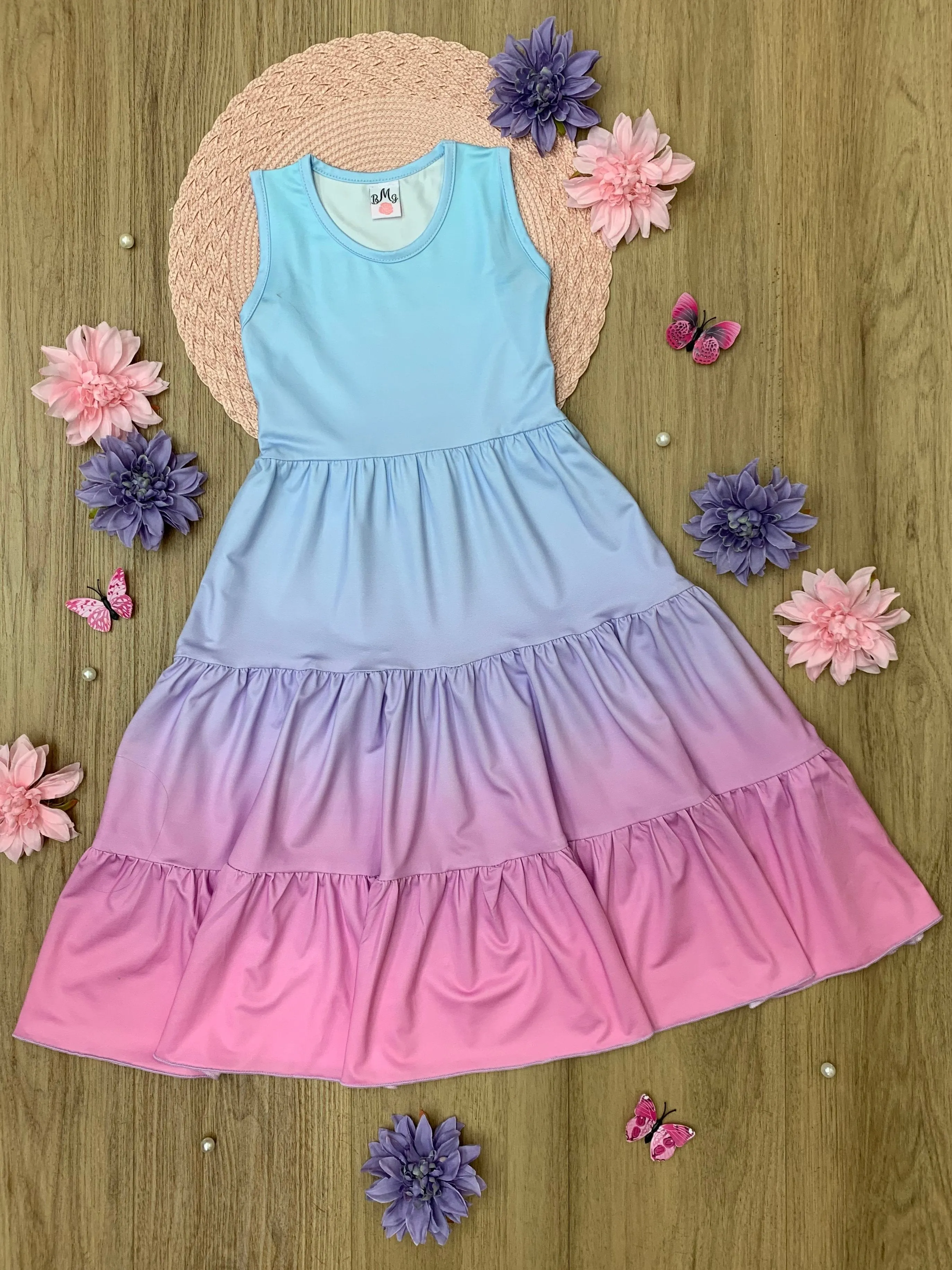 Mommy and Me Pastel Ombre Tiered Maxi Dress