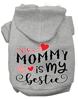 Mommy Is My Bestie Screen Print Dog Hoodie Grey Xxl