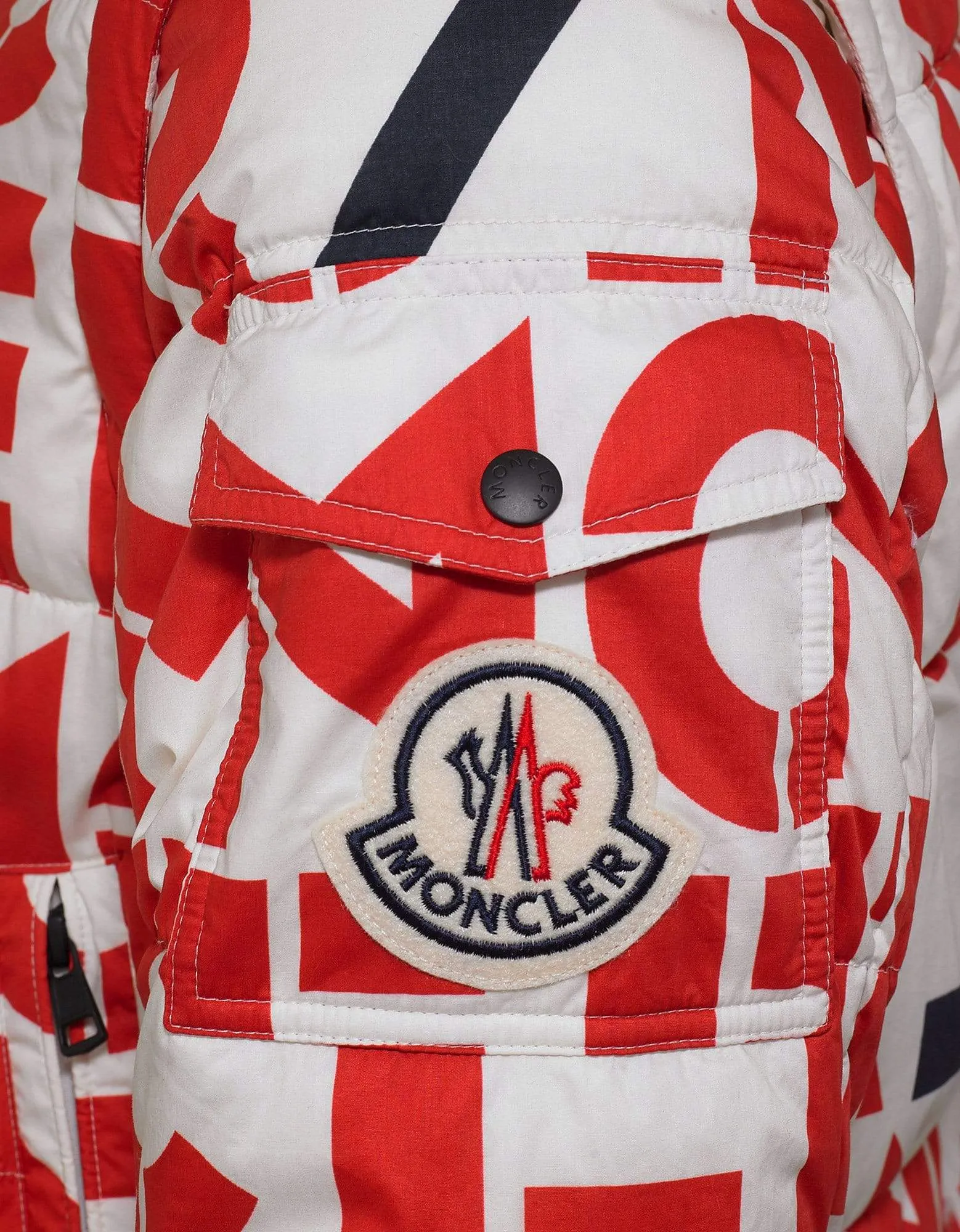 Moncler Jehan All-Over Logo Print Nylon Down Jacket