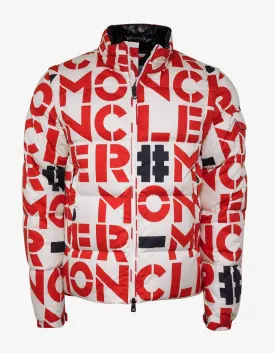 Moncler Jehan All-Over Logo Print Nylon Down Jacket