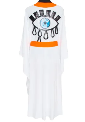 Monochrome - White Kimono Evil Eye (Neon Orange)