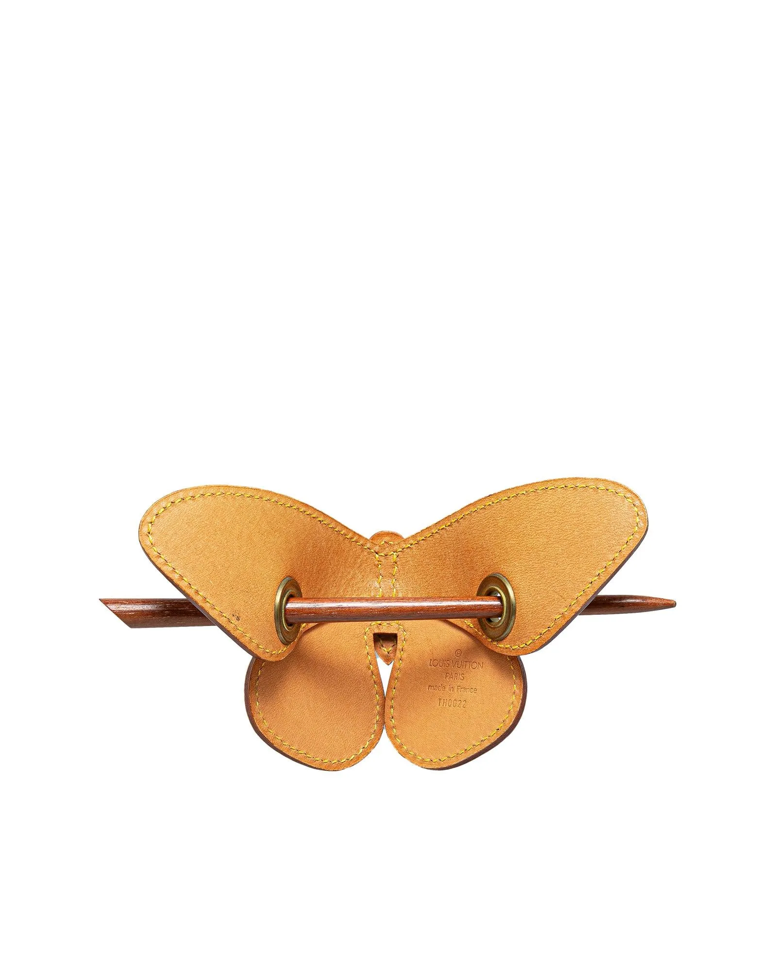 Monogram Butterfly Barrette Hair Pick with Vachetta Leather