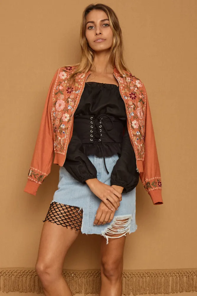 Moon Child Bomber Jacket Tan