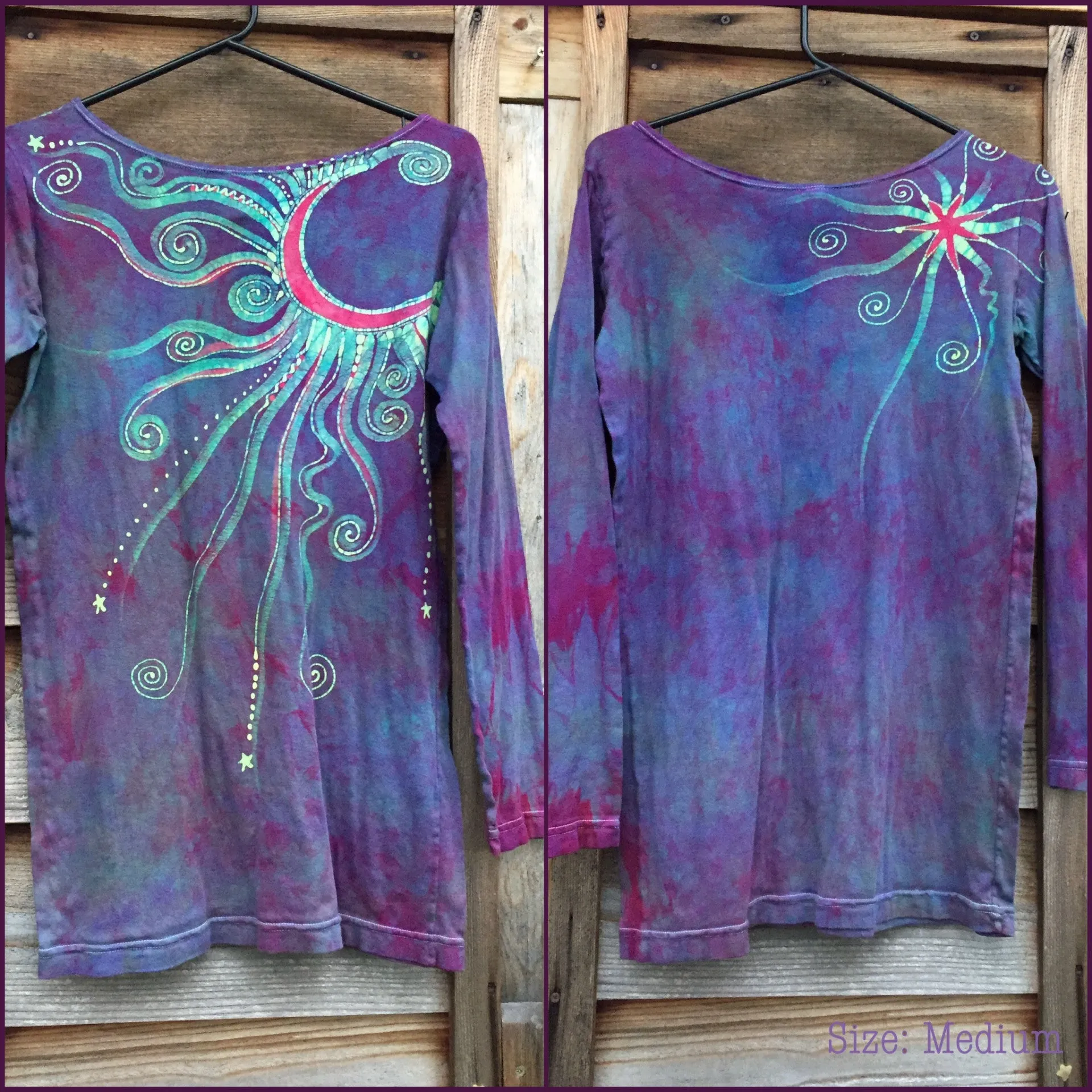 Moon Star Sunrise Long Sleeve Batik Tunic Top