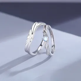 Moonstone Matching Rings for Him and Her