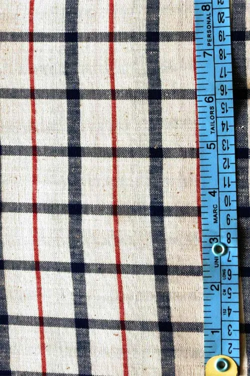 Moralfibre Fabric Is 100% Cotton Organic Handspun Handwoven, Blue & Red Organic Or Natural  Yarn Dyed Checks Fabric