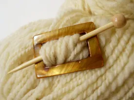 Mother of Pearl Rectangular Shawl Pin "Log Jam"