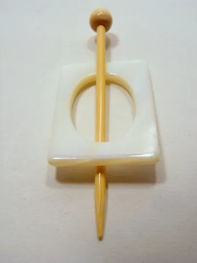 Mother of Pearl Rectangular Shawl Pin "Whitecaps"