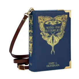 Moths and Butterflies Book Handbag Crossbody Purse