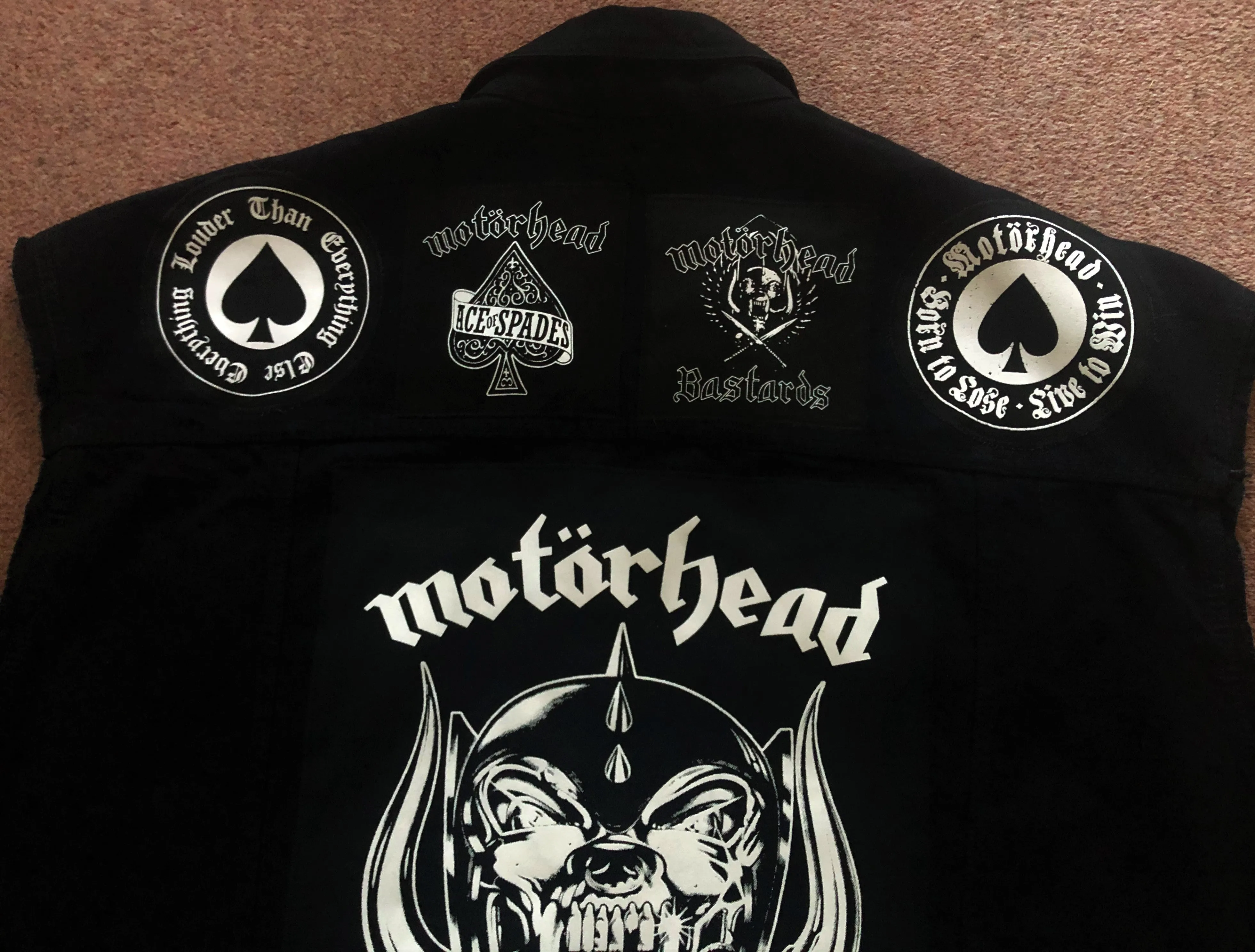 Motörhead Road Crew Everything Louder Denim Vest Cut-Off Battle Jacket Ace Of Spades