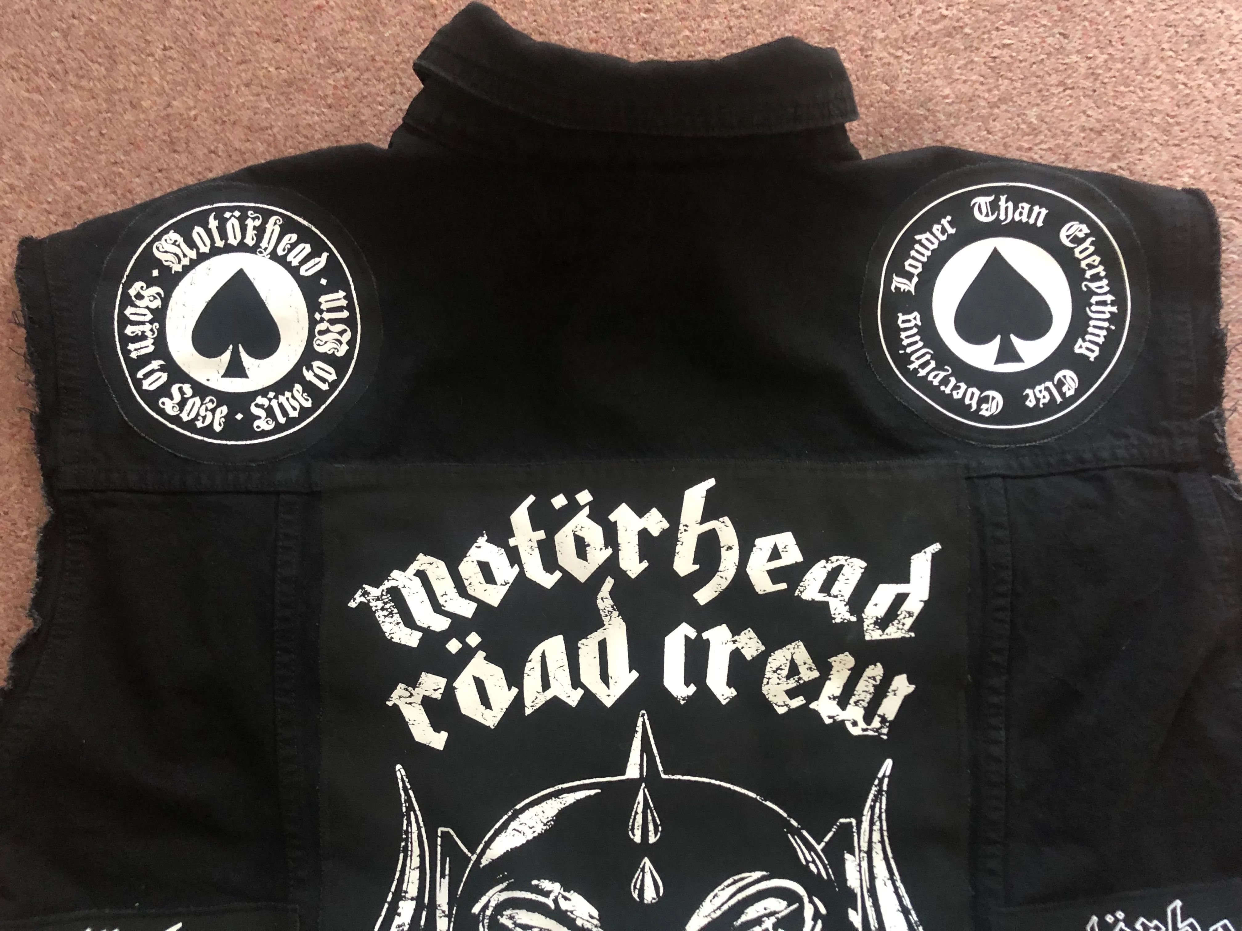 Motörhead Road Crew Everything Louder Denim Vest Cut-Off Battle Jacket Ace Of Spades