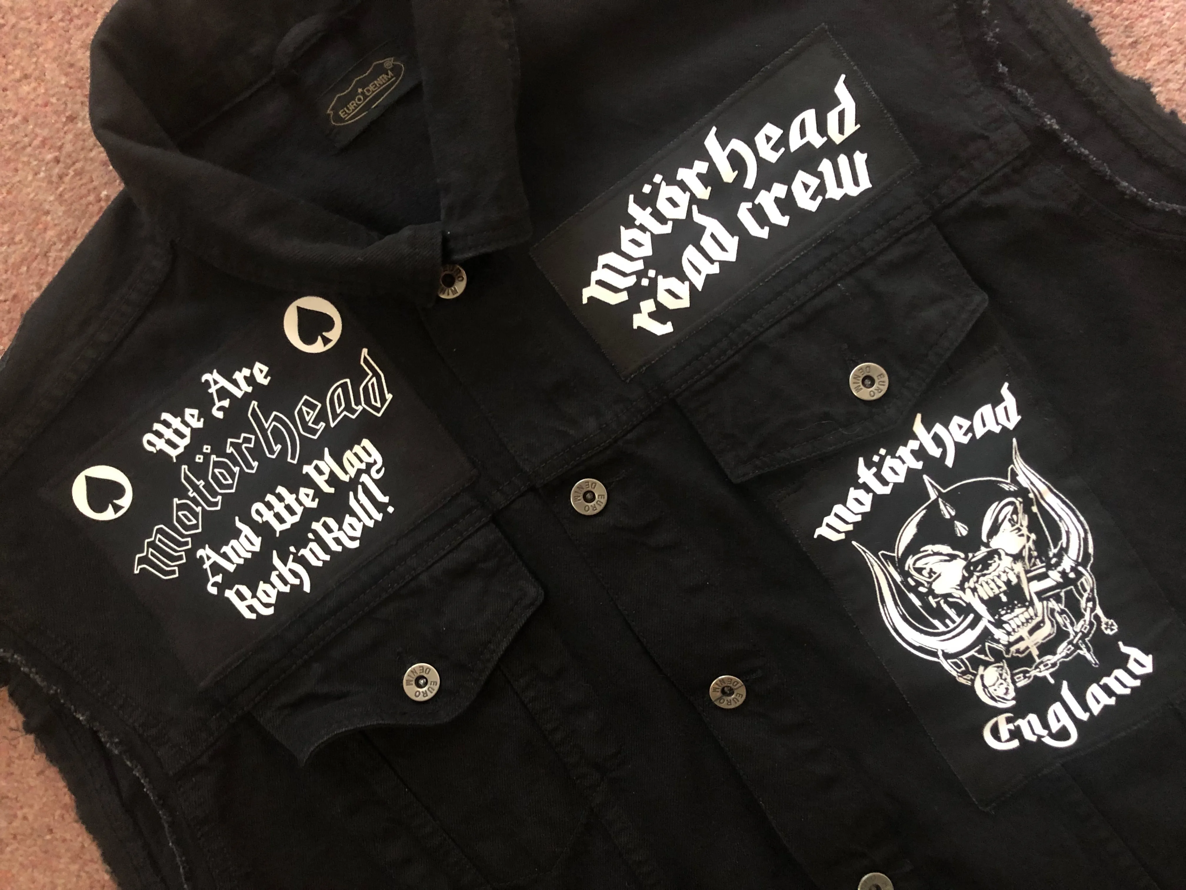 Motörhead Road Crew Everything Louder Denim Vest Cut-Off Battle Jacket Ace Of Spades