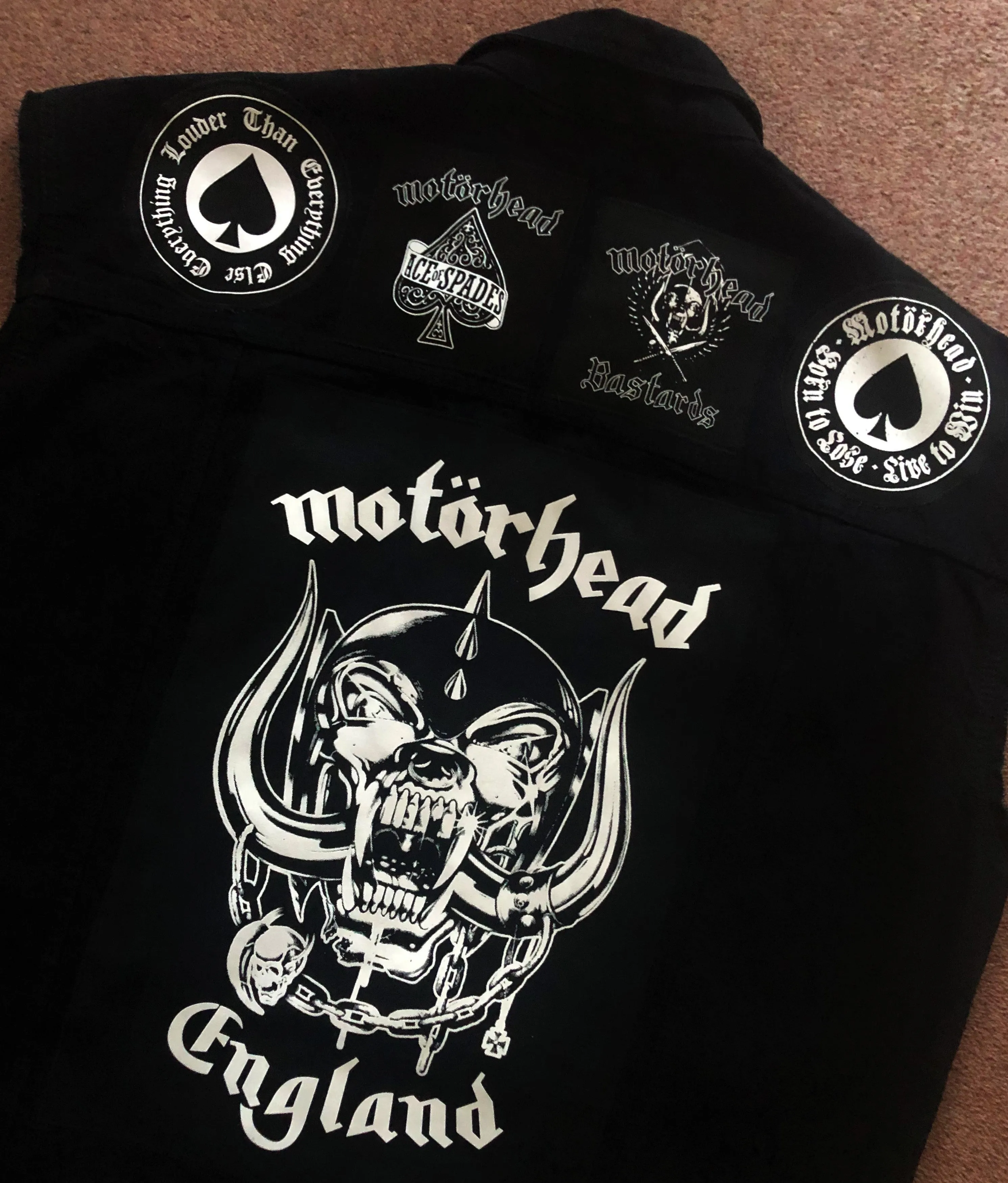 Motörhead Road Crew Everything Louder Denim Vest Cut-Off Battle Jacket Ace Of Spades