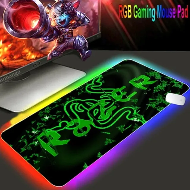 Mouse pad  RGB Razer Gaming Accessories Computer Large 900x400 Mousepad Gamer Rubber Carpet With Backlit Play CS GO LOL Desk Mat