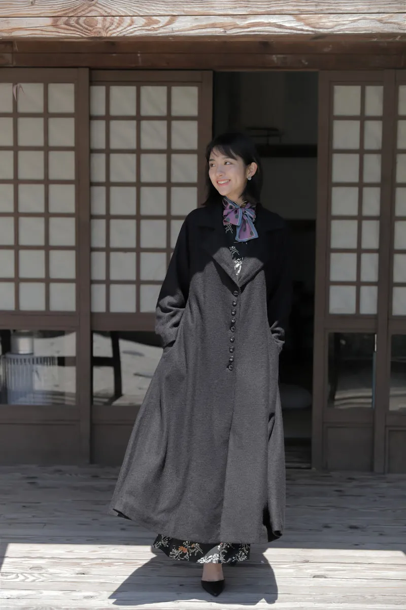 Mu Feng 沐风 Pure Wind 1930s Inspired Wool Blend A-line Trench Coat