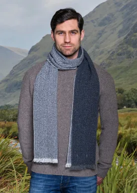 Mucros Donegal Scarf | Grey Navy Fleck