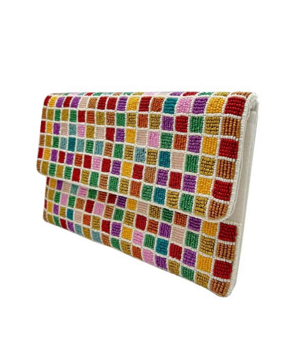 Multi Color Weave Beaded Clutch