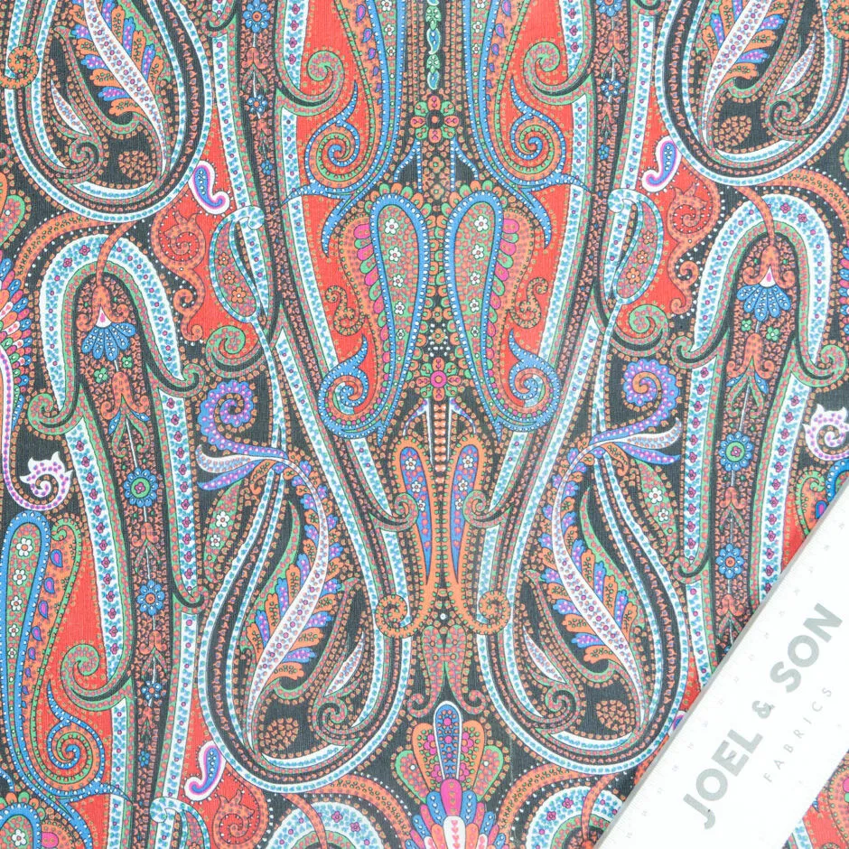 Multi Coloured Paisley Printed Silk Georgette