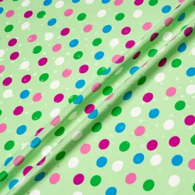 Multi-Coloured Spot Printed Green Silk Jacquard