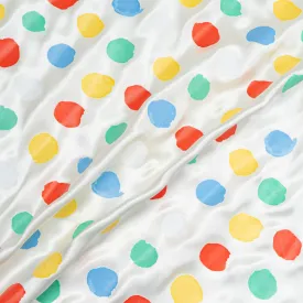 Multi-Coloured Spot Vision Printed Ivory Pure Silk Satin