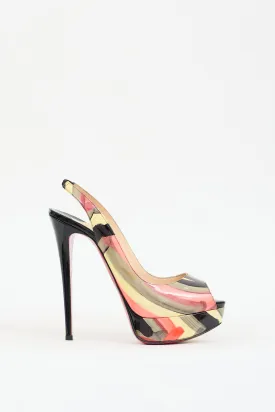 Multi Patent Printed Lady Slingback Pump