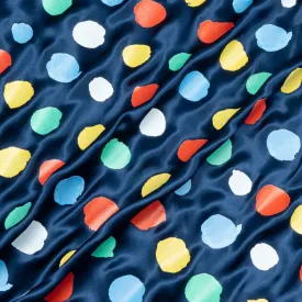 Multi Spot Vision Printed Navy Pure Silk Satin