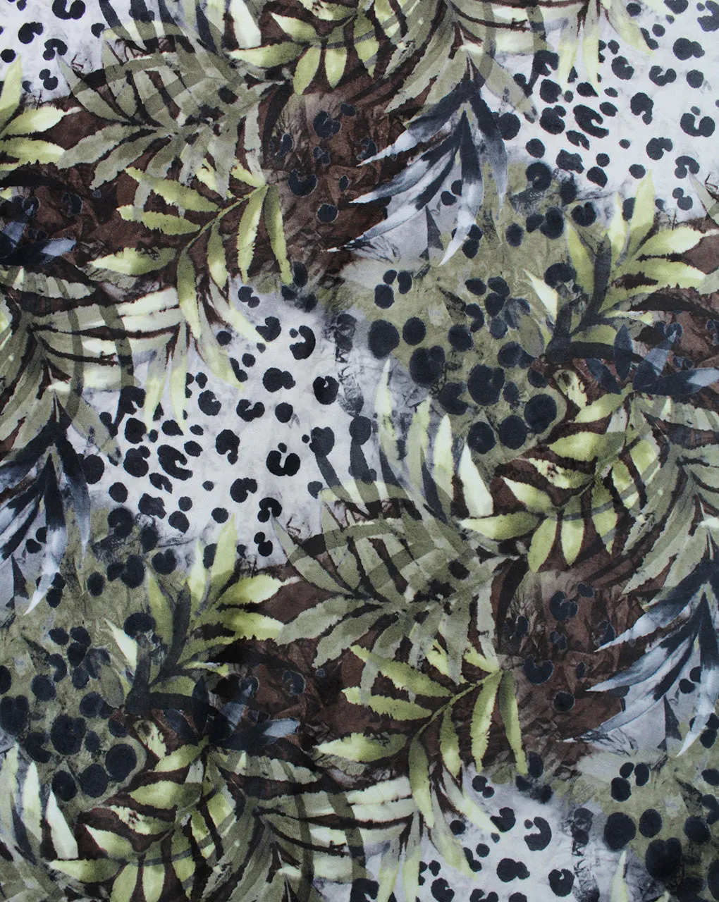 Multicolor Leaf Print Velvet Fabric