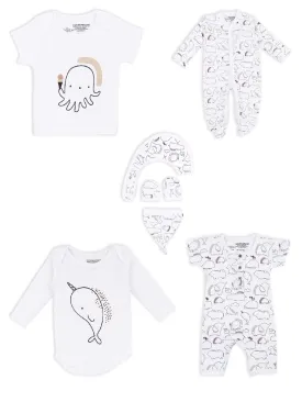 Mush Ultra Soft Bamboo Unisex Fabric Unisex Gift Set for New Born Baby/Kids Pack of 9, (3-6 Month, Marine Life)