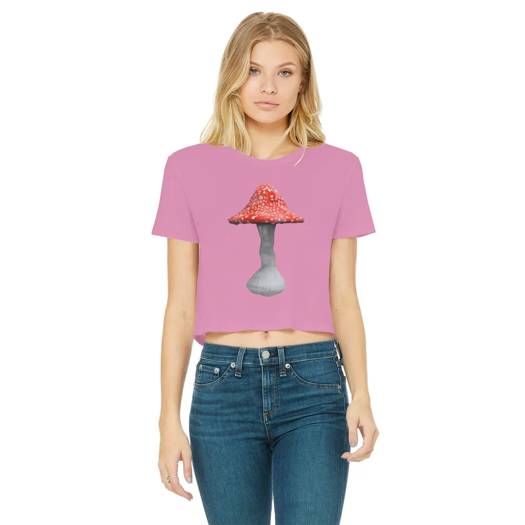 Mushroom2 Classic Women's Cropped Raw Edge T-Shirt