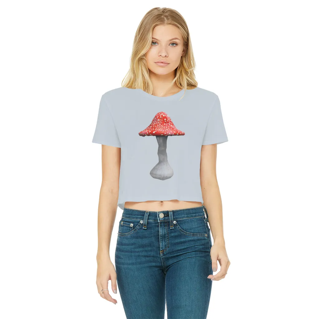 Mushroom2 Classic Women's Cropped Raw Edge T-Shirt