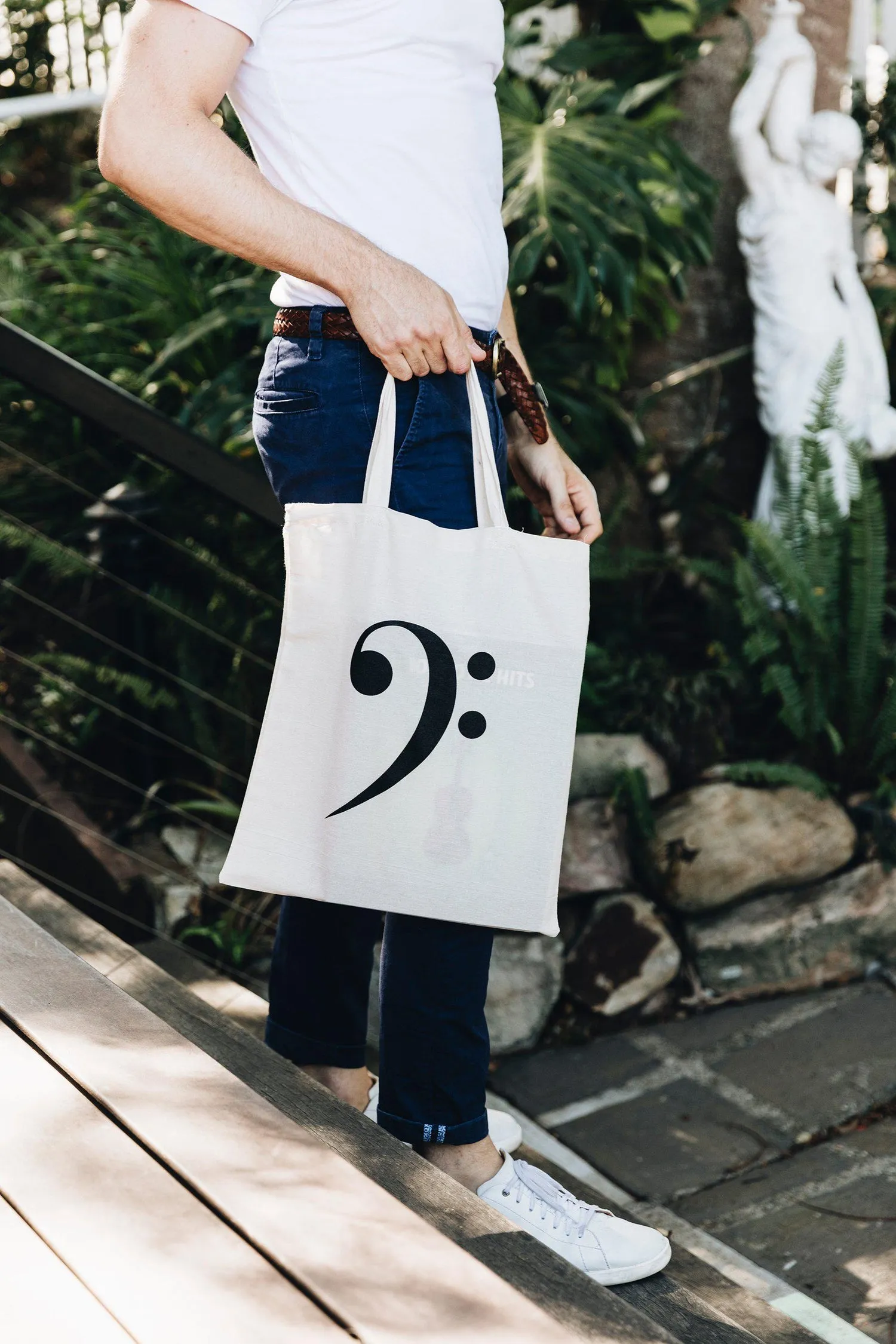 Music Tote Bag - Bass Clef (Calico)