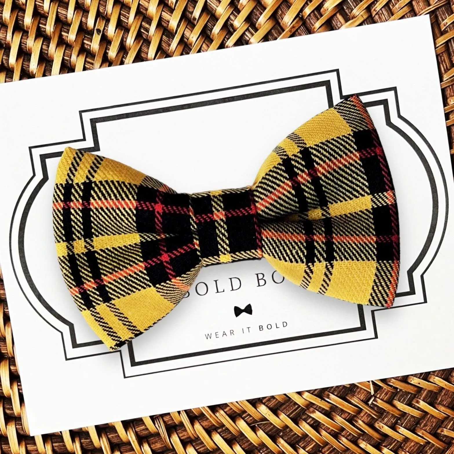 Mustard Autumn Plaid Bow for Dog Collar and Cat Collar