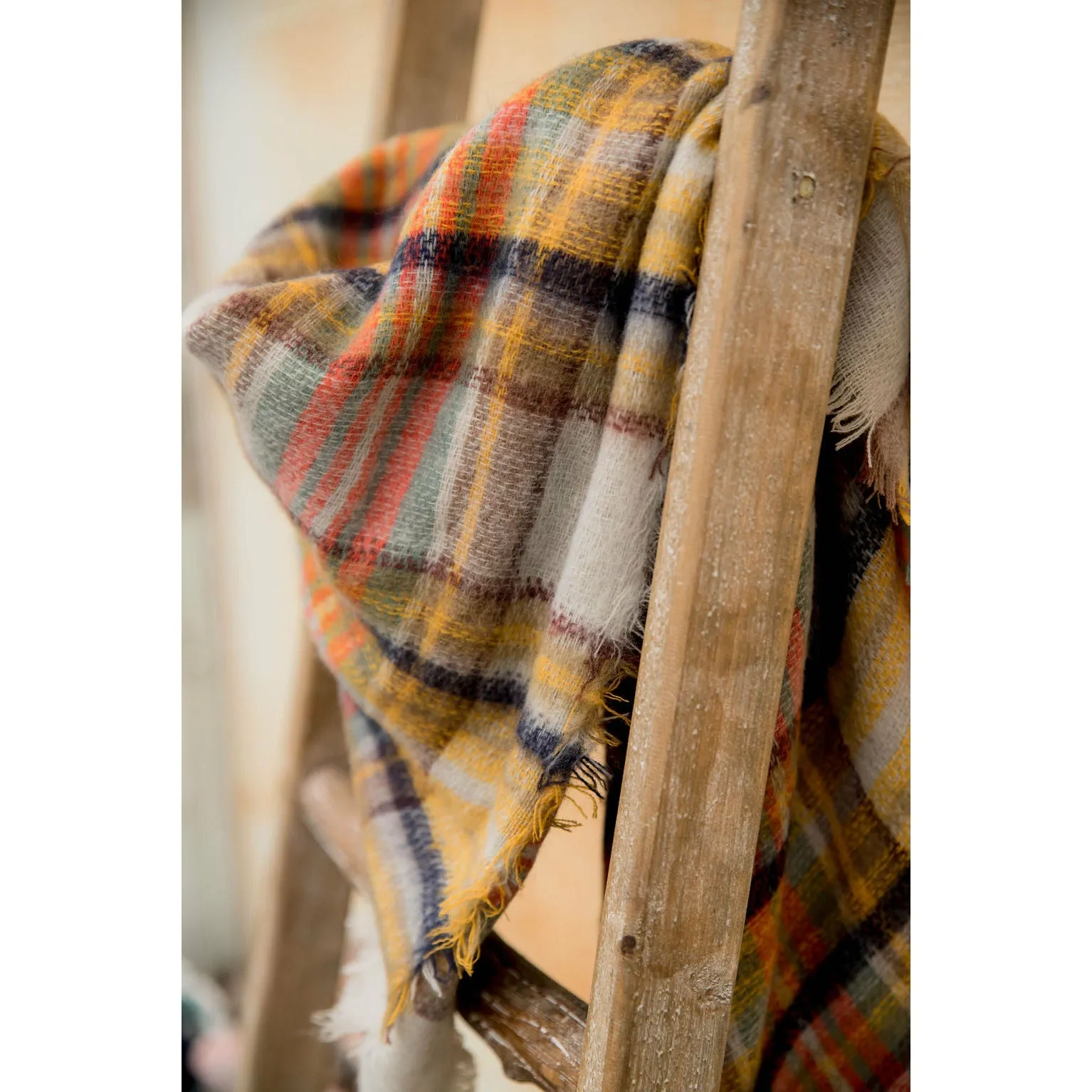 Mustard Plaid Blanket Scarf