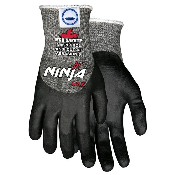 N9676GKDS MCR Safety Ninja Cut Resistant Gloves, Diamond Tech, Small, Black