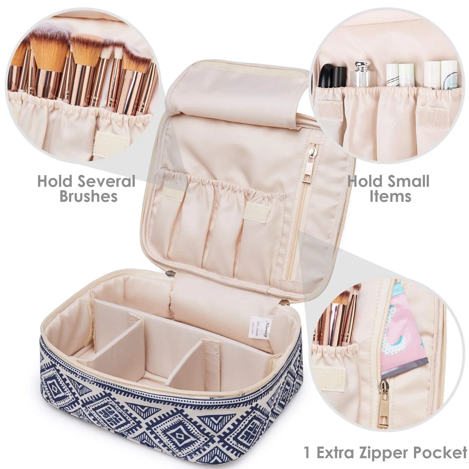 Narwey Travel Large Cosmetic Case Makeup Bag