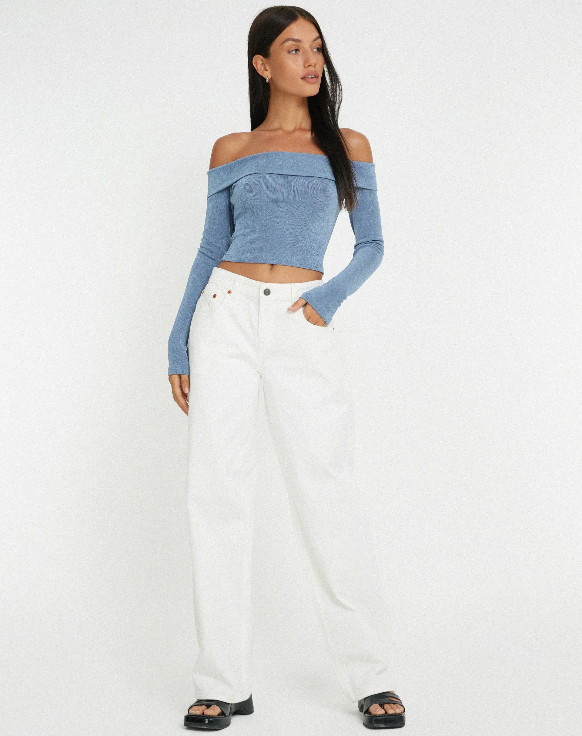 Nasari Crop Top in Blue Grey