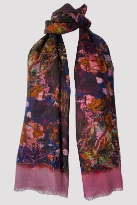 Nasturtium Tangle Pink Wool Silk Scarf