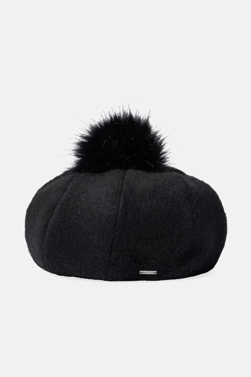 Natalie Oversized Pom Beret - Black