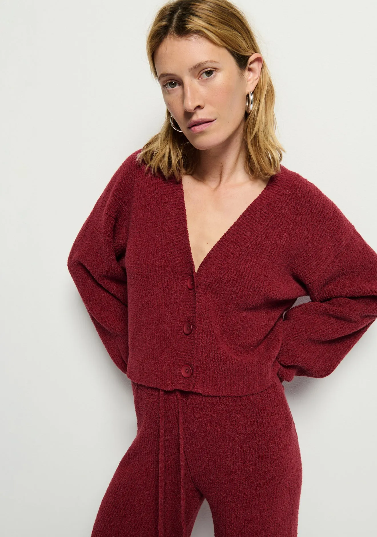 Nation LTD  - Bo Balloon Sleeve Cardigan in Danish Red