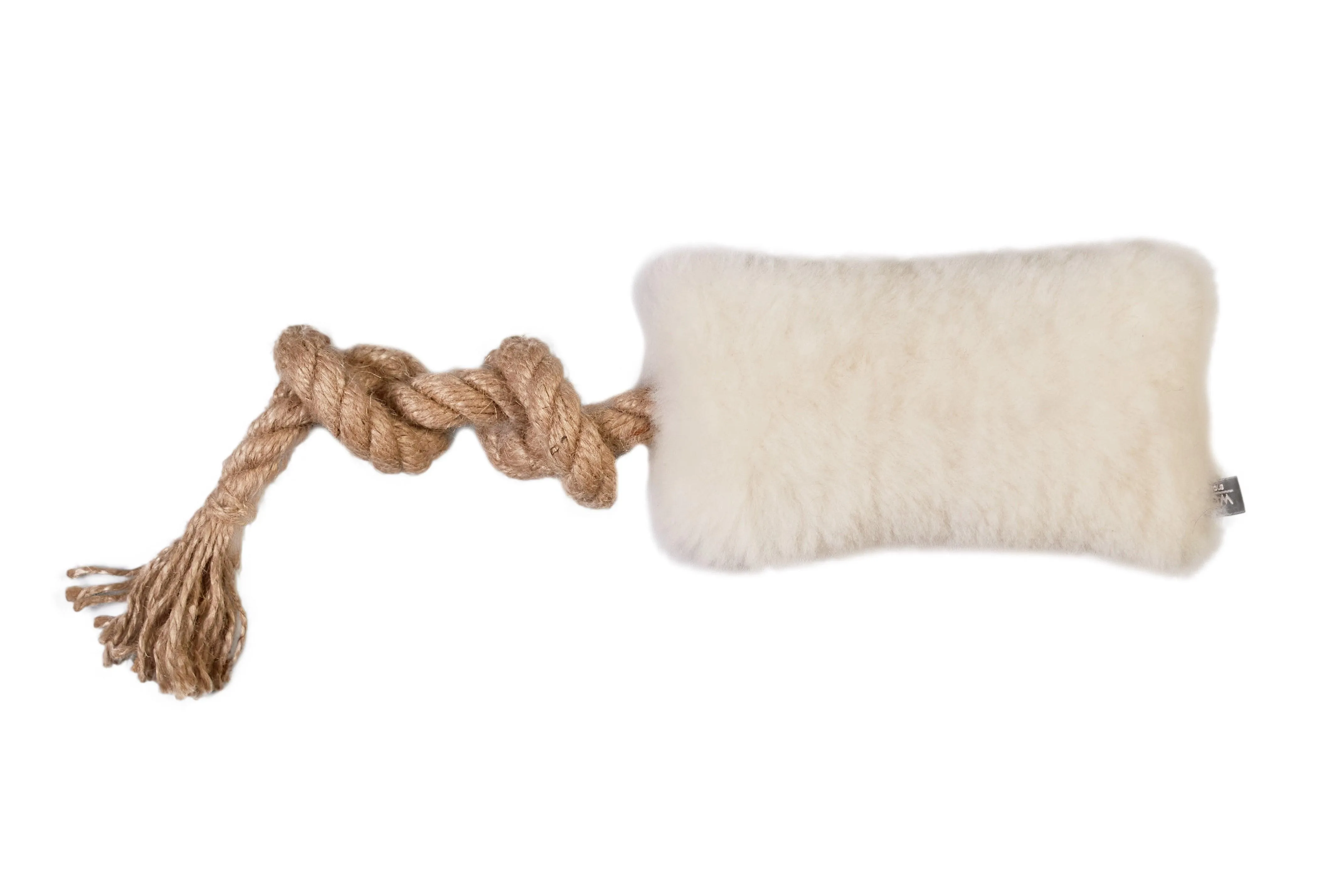 Natural Sheepskin Dog Tug Toy - White